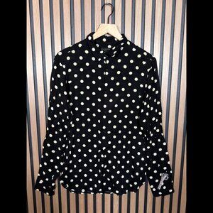 AllSaints Shirt Small Womens Black Long Sleeve Rolla Polka Dot
